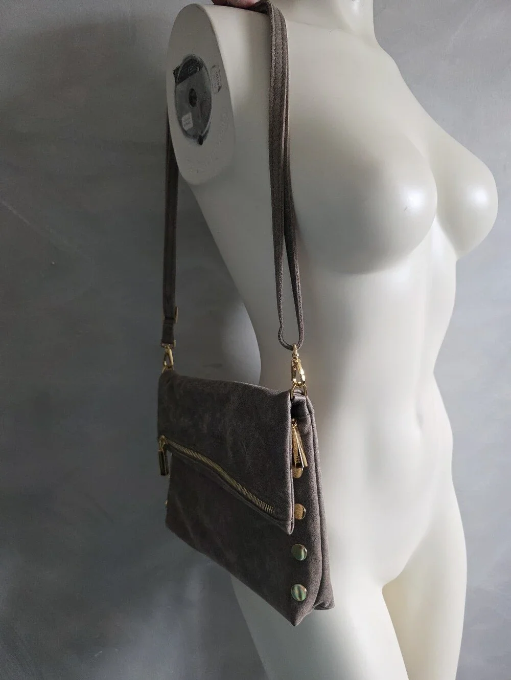 Hammitt VIP Medium Crossbody Bag Pewter Brushed Gold 9.5x7x2